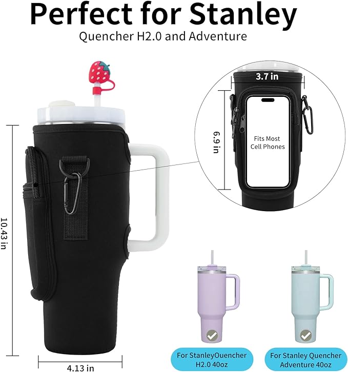  Stanley Water Bottle Carrier Bag With 2 Straw Covers 
