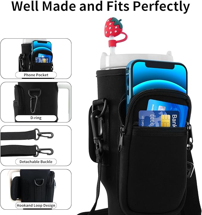  Stanley Water Bottle Carrier Bag With 2 Straw Covers 