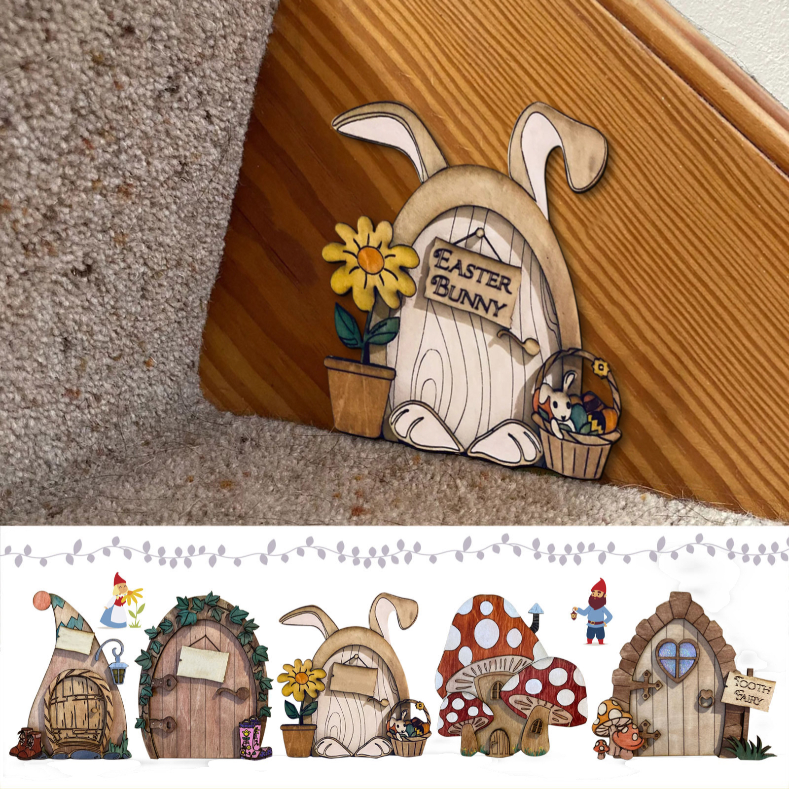 🐰Easter Wooden Elf Door Ornament🚪