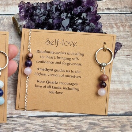 💖Emotional Support Gemstone Bracelet & Keychain