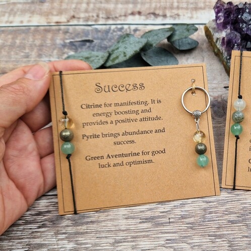 💖Emotional Support Gemstone Bracelet & Keychain