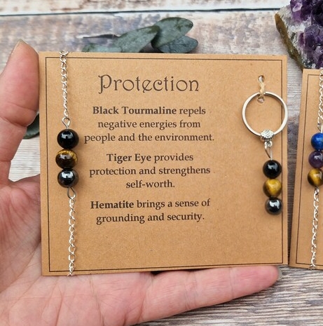 💖Emotional Support Gemstone Bracelet & Keychain