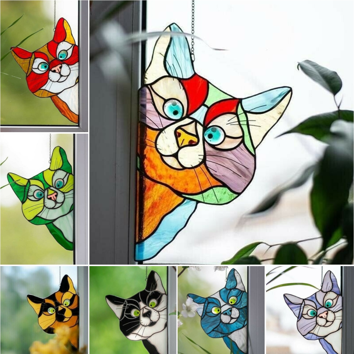 🔥Black Friday Sale 75% OFF-😻Handmade Stain Glass Cat Suncatcher For Window