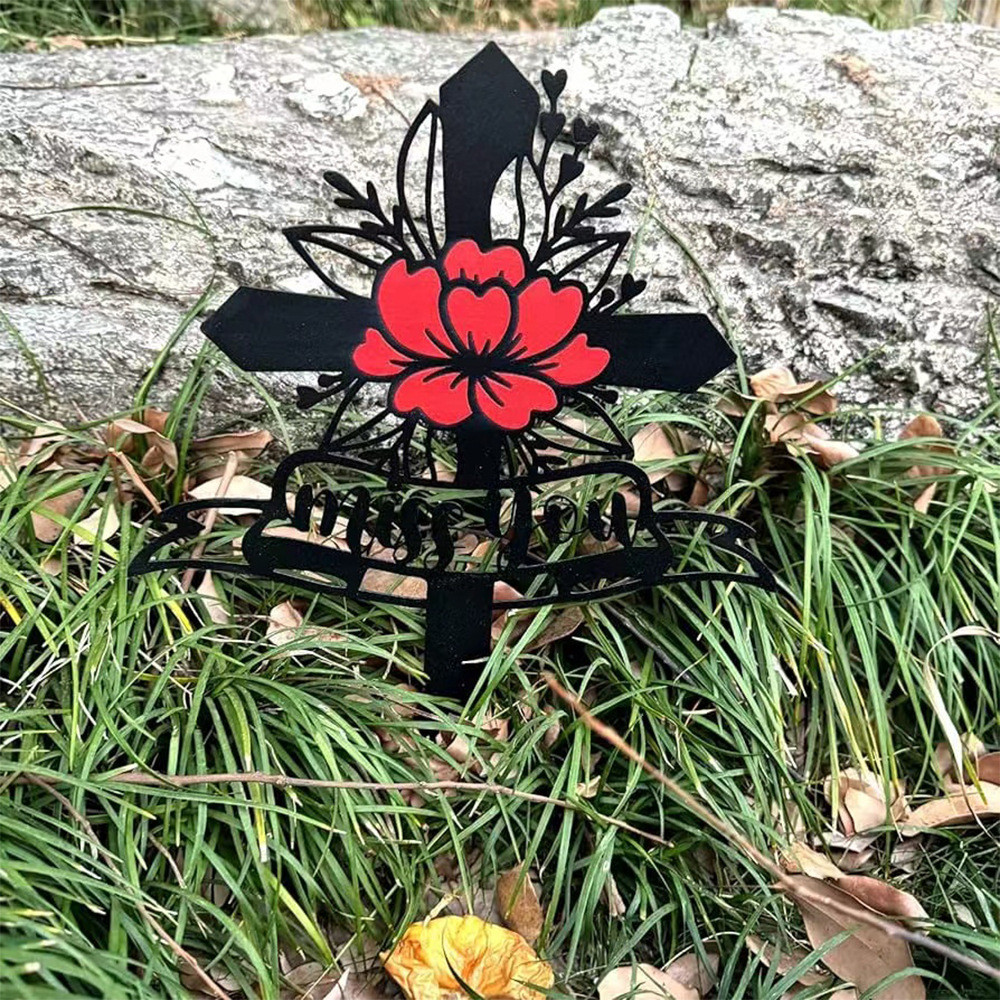 Ikohbadg Metal Garden Outdoor Courtyard Black Decorative Gift Memorial Plaque Garden Ground Insert