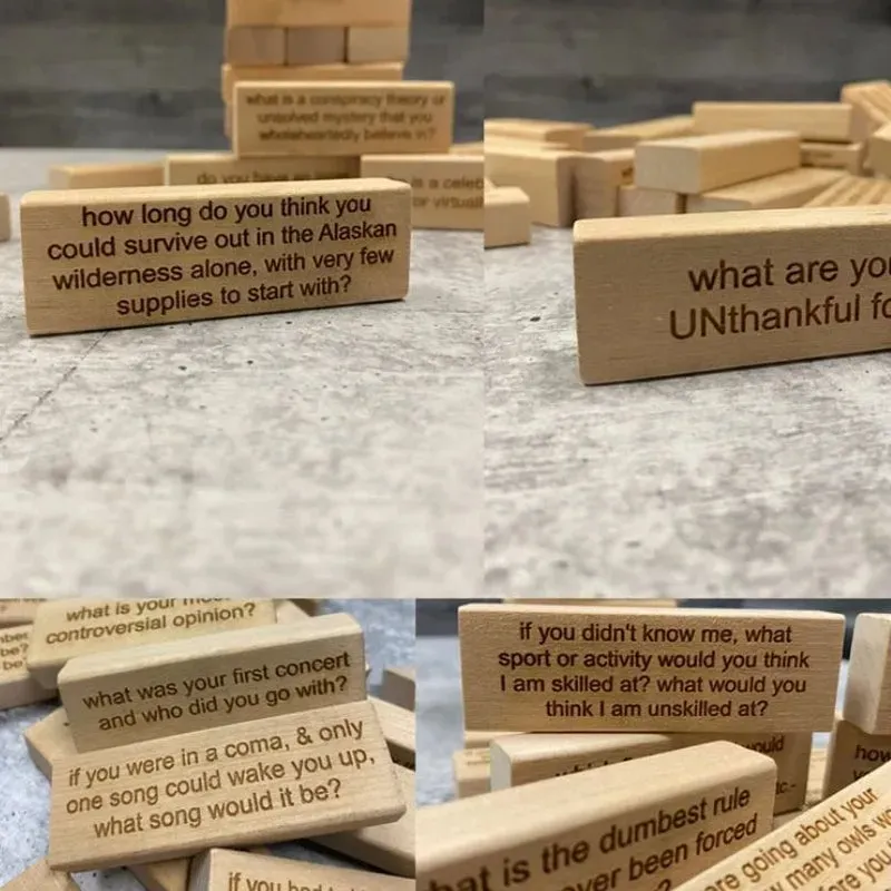 😆Ice Breaking Question Tumbling Tower Game – A Must Have for Parties (54Pcs)