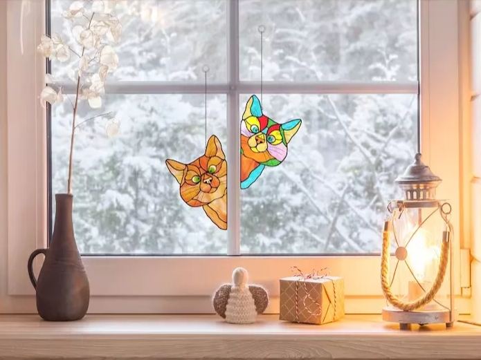🔥Black Friday Sale 75% OFF-😻Handmade Stain Glass Cat Suncatcher For Window