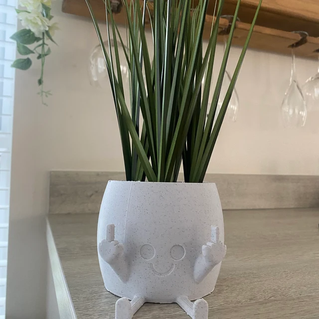 🤣Smiling Plant Pot with Middle Fingers Up