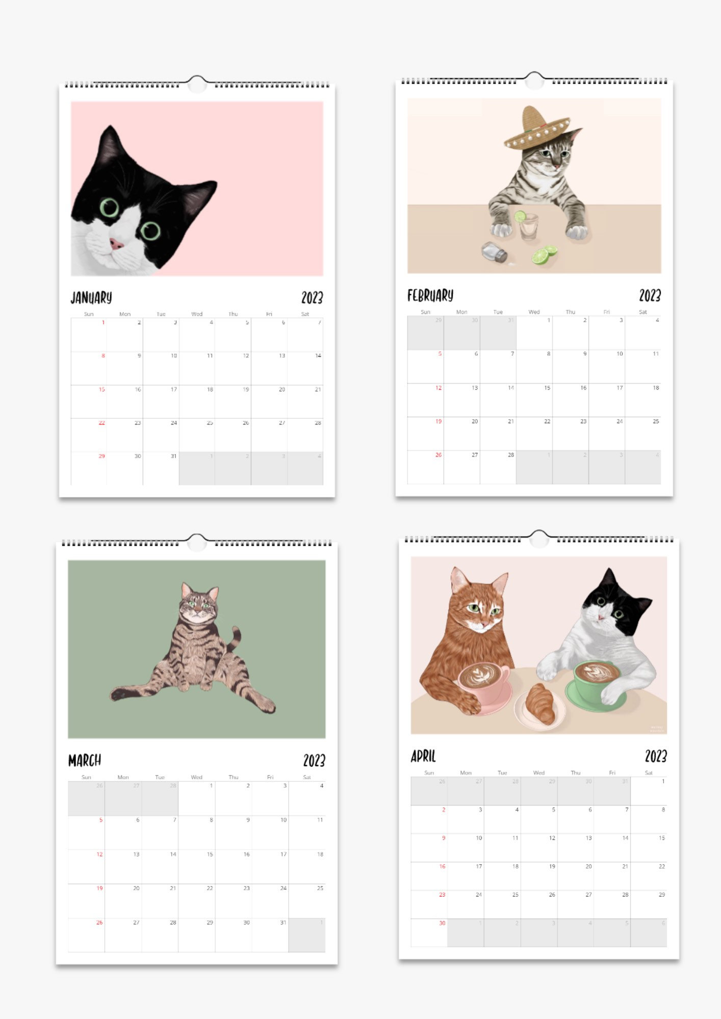 Cat Wall Calendar 2024
