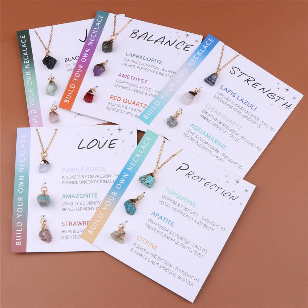 Raw Crystal Healing Gemstone Necklace 3pcs