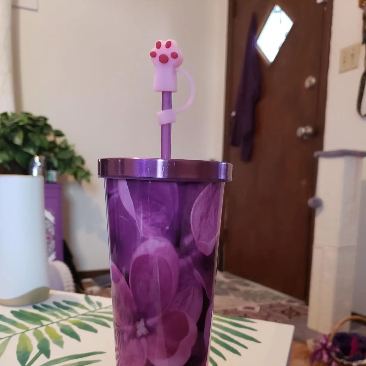 😻Silicone Cute Cat Paw Straw Covers Cap