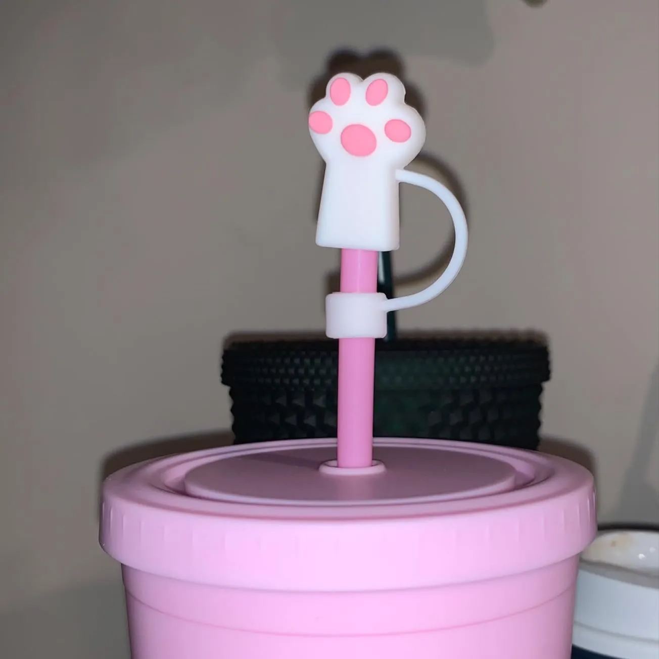 😻Silicone Cute Cat Paw Straw Covers Cap