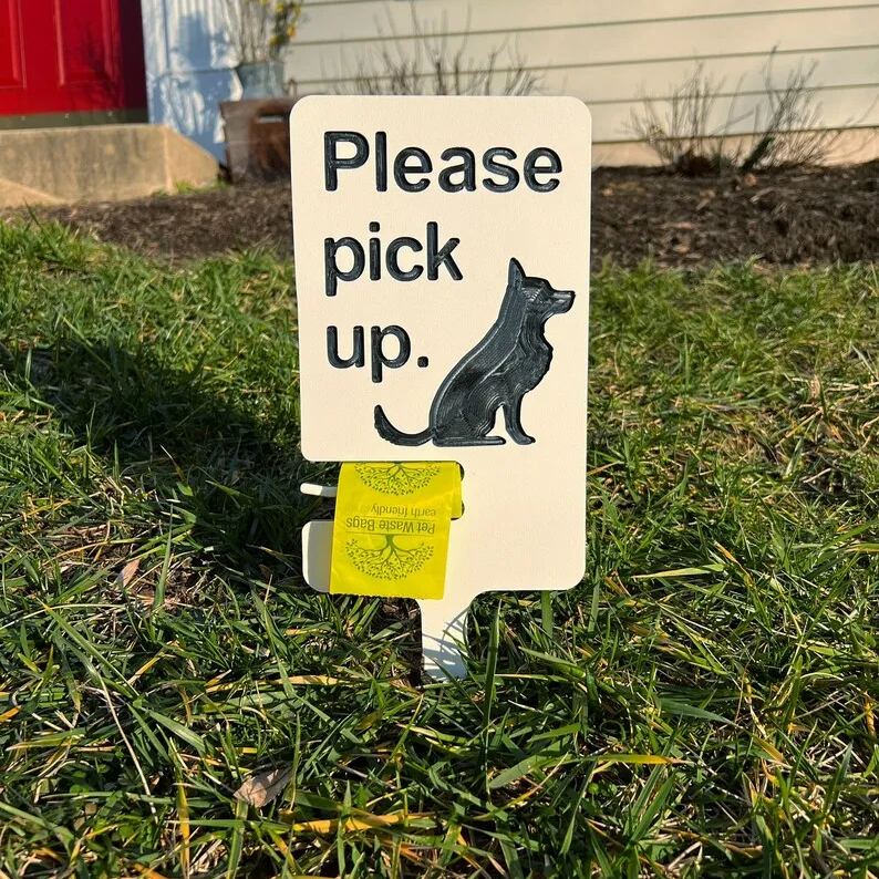 Dog Poop Sign with Bag Holder