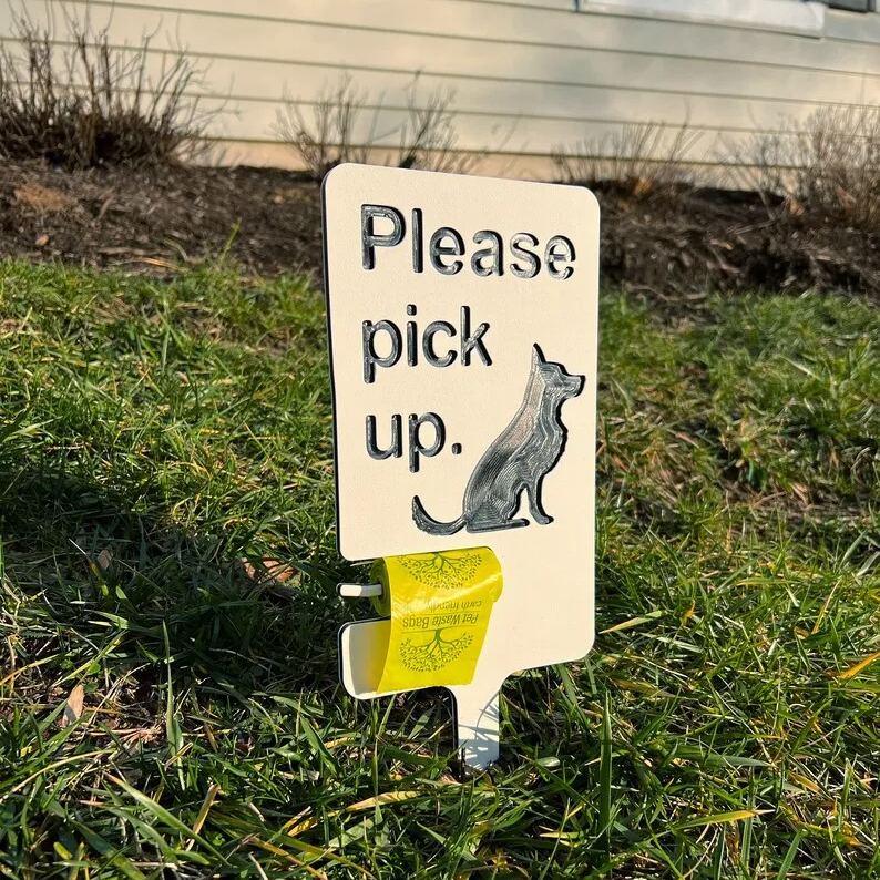 Dog Poop Sign with Bag Holder