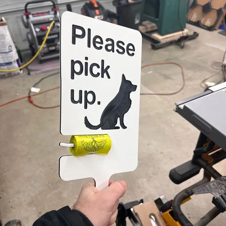 Dog Poop Sign with Bag Holder