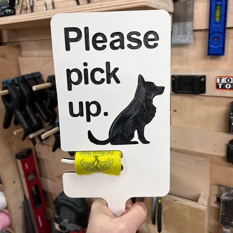 Dog Poop Sign with Bag Holder