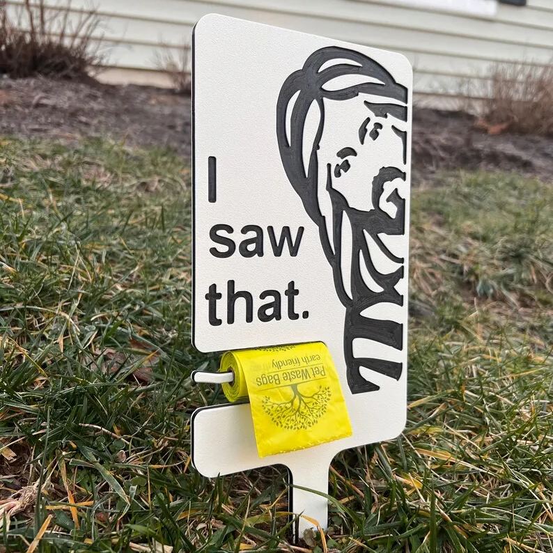 Dog Poop Sign with Bag Holder