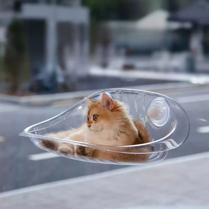 透明タイプ壁掛け式猫用ハンモック