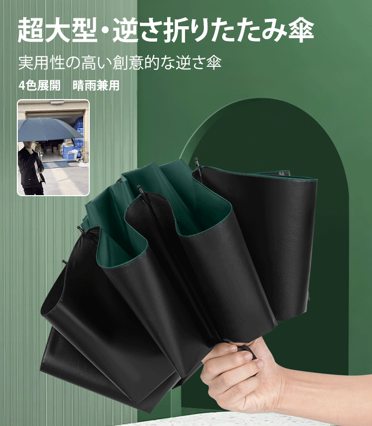 超大型3人用折りたたみ逆さ傘