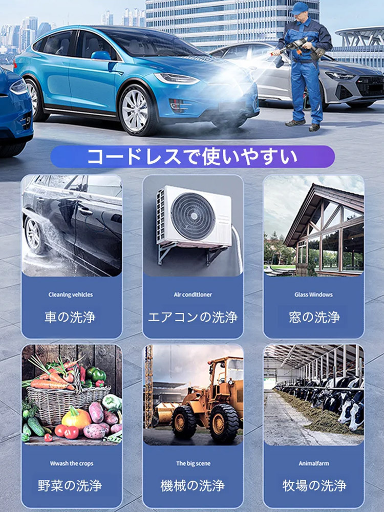 コードレス高圧洗浄機