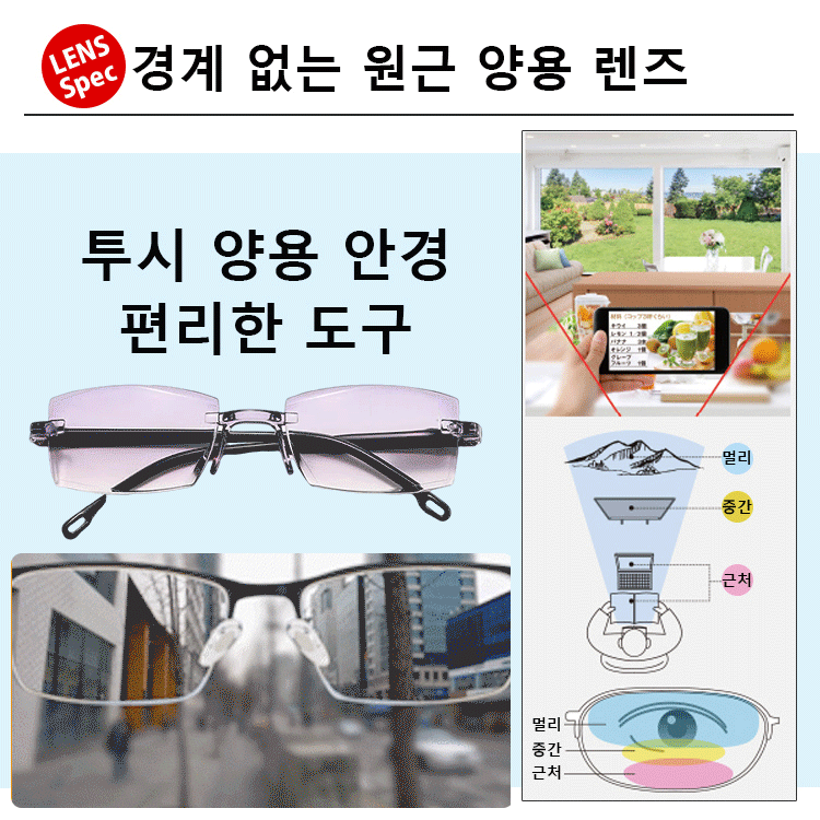 스마트 블랙테크 방사선 방지 줌 노안경