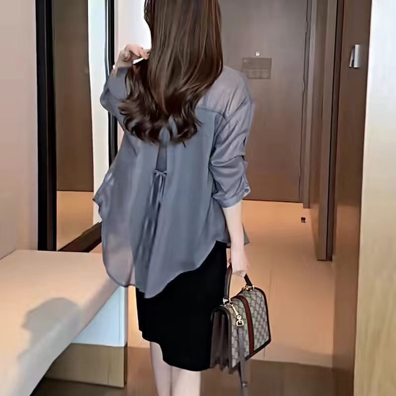 디자이너 여름 자외선 차단 심풀 블라우스