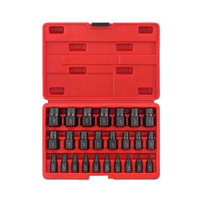 25pc英制斷頭螺絲取出器多花鍵滑牙滑絲斷絲破損螺絲拆除工具組套