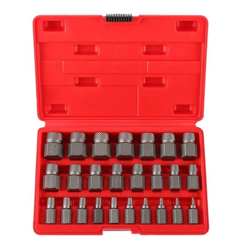 25pc英制斷頭螺絲取出器多花鍵滑牙滑絲斷絲破損螺絲拆除工具組套