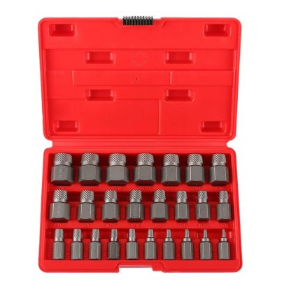 25pc英制斷頭螺絲取出器多花鍵滑牙滑絲斷絲破損螺絲拆除工具組套