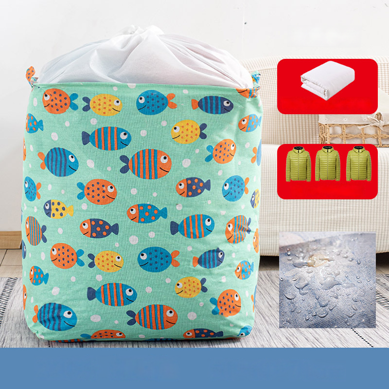 棉麻加厚束口收納袋家用整髒衣服籃大號家用防潮袋子整理袋大號