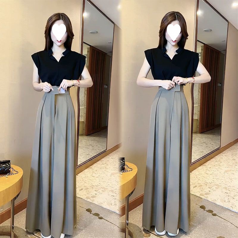 캐주얼 상의 와이드 팬츠 상하 세트