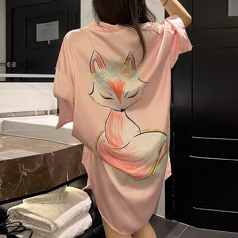 얇은 하프 프렌치 나이트 셔츠
