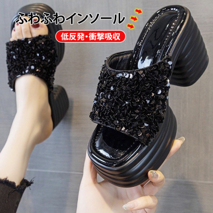煌めき厚底サンダル