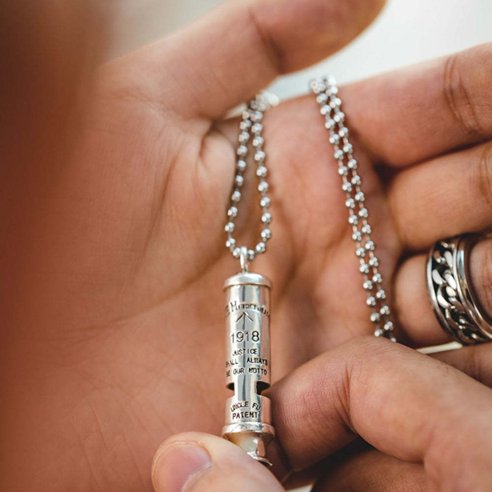 馬登女裝 美式純銀防空哨可吹響二戰吊墜哨子項鍊