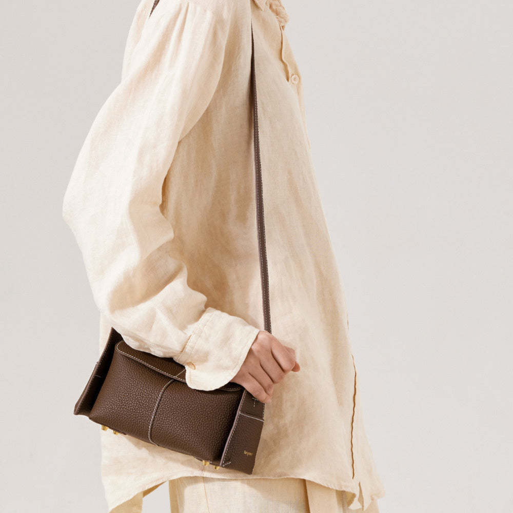 mini屋簷包春夏頭層牛皮通勤斜挎hobo包