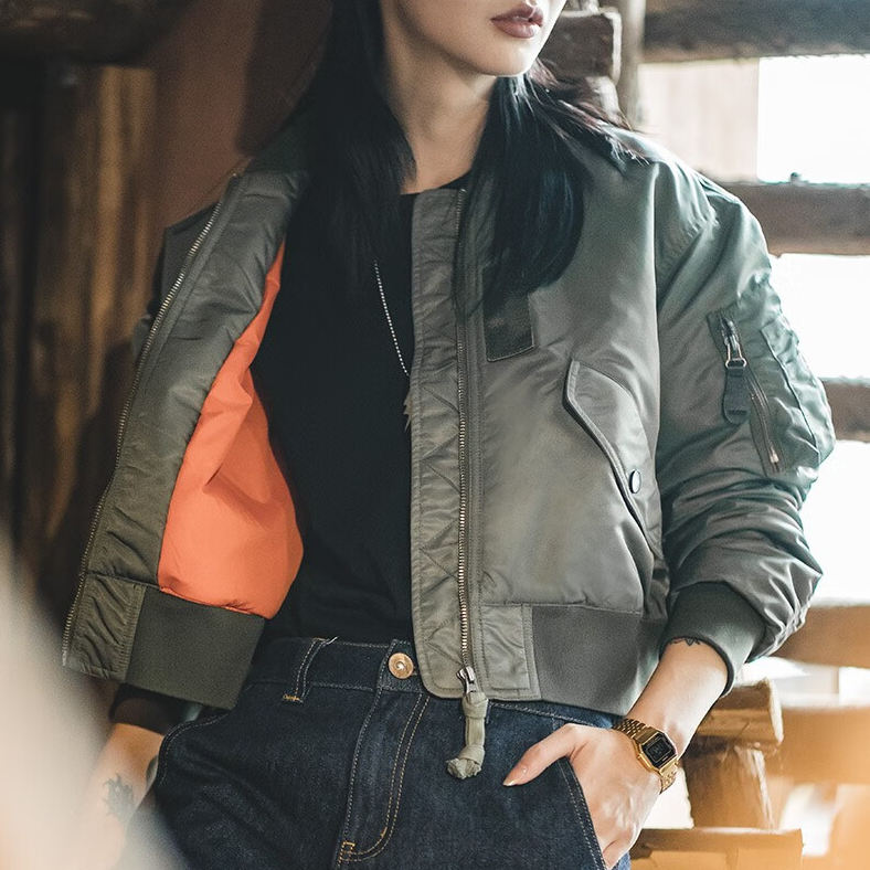 馬登女裝 MA1飛行員夾克秋冬加厚棉服防風保暖棒球服外套女