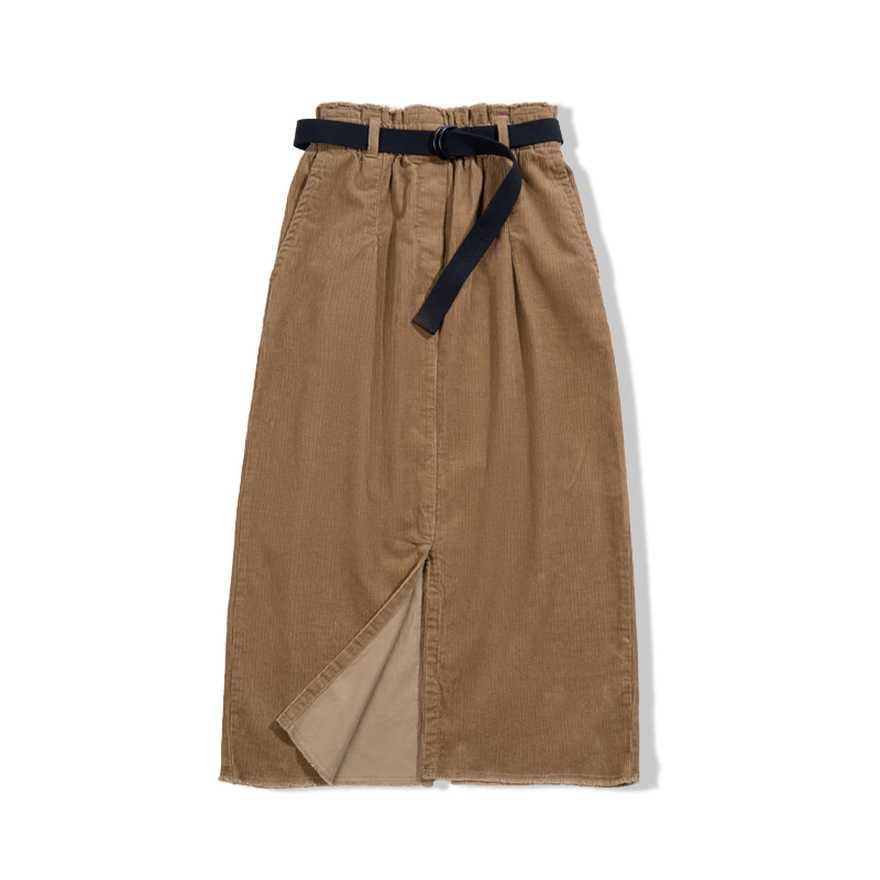 馬登女裝 燈芯絨復古半身裙秋冬新款純棉洗水鉛筆裙高腰直筒裙