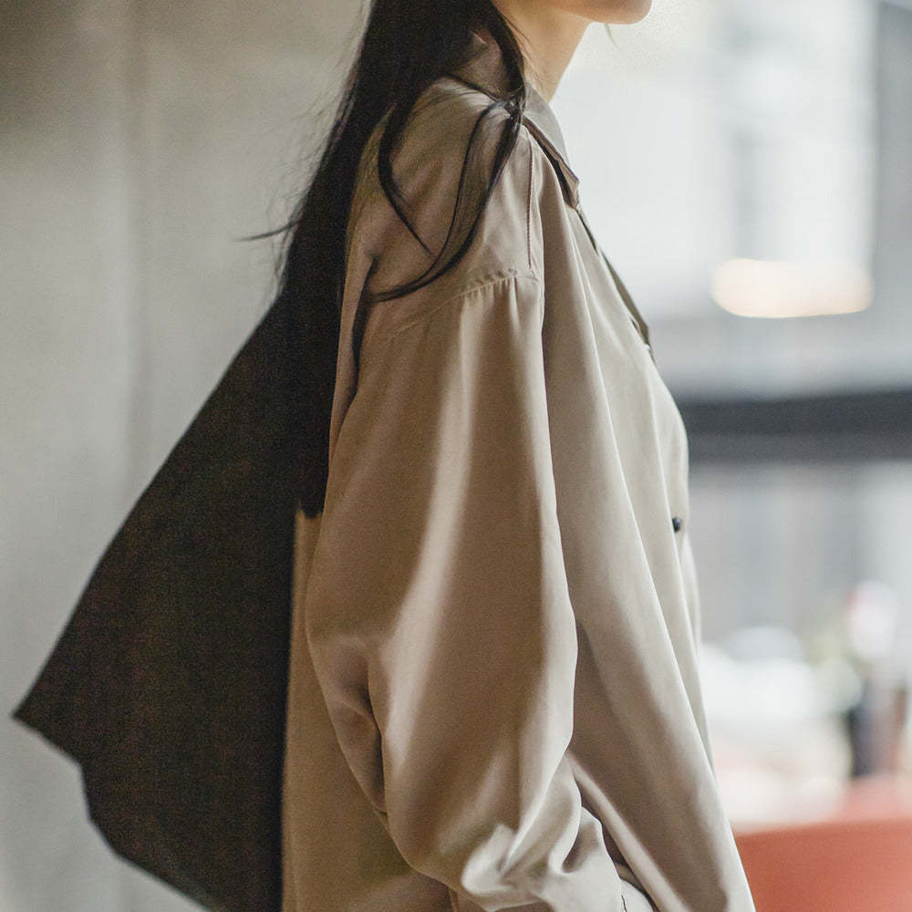 馬登女裝 桃皮絨古巴領長袖襯衫疊穿小眾設計感上衣春季襯衣