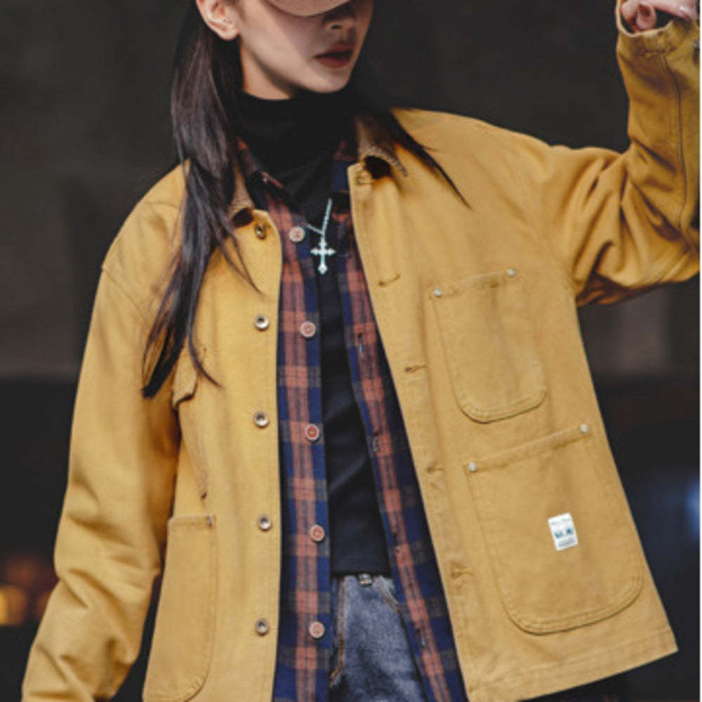 馬登女裝 美式密歇根夾克春秋款純棉帆布翻領長袖上衣外套