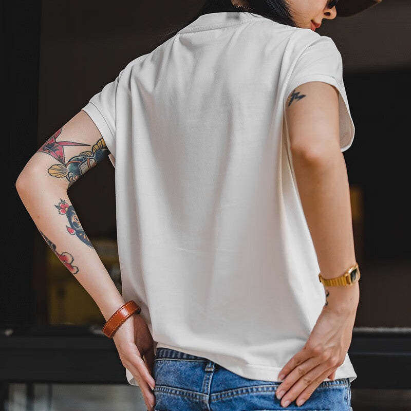 馬登女裝 冰絲上衣落肩基礎鹽系短袖夏凉感打底衫薄款寬鬆圓領T恤