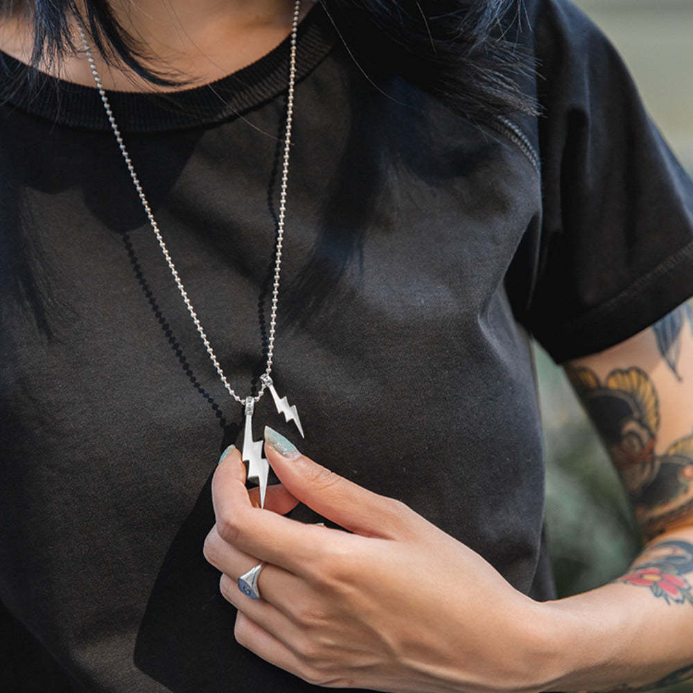 馬登女裝 二戰飛機小閃電純銀吊墜毛衣項鍊掛墜飾品牛皮繩