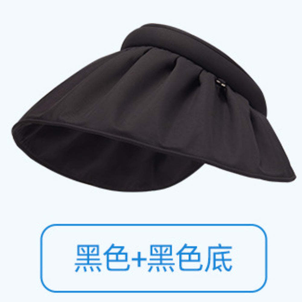 UPF50+貝殼防曬帽女夏季防紫外線太陽帽空頂發箍遮陽帽大帽檐騎行