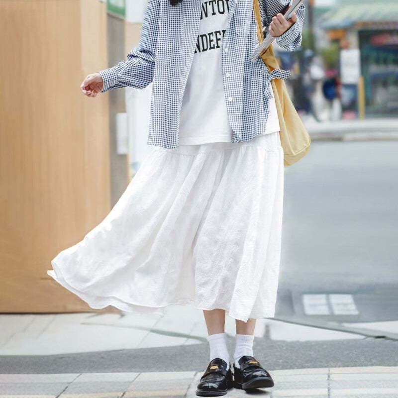 馬登女裝 法式初戀半身裙小個子高腰a字溫柔白色長裙設計感小眾裙