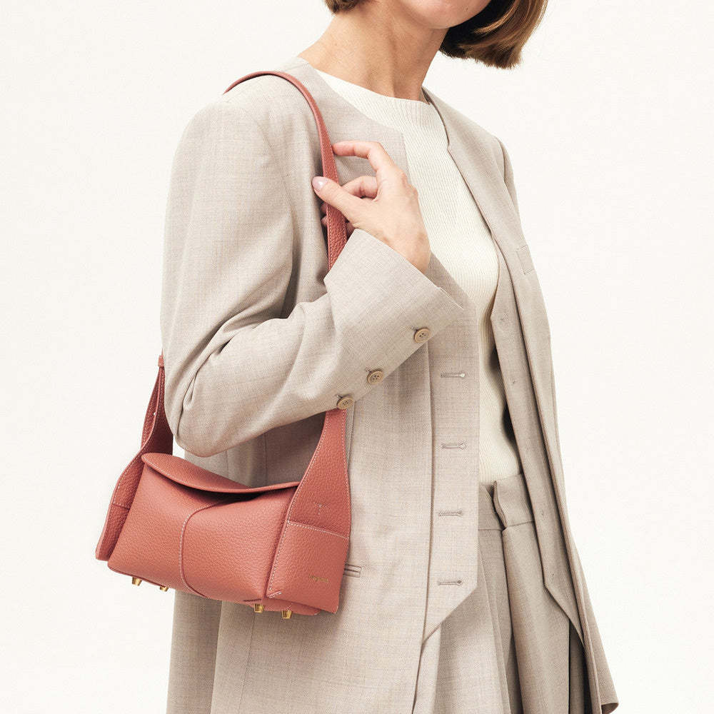 mini屋簷包春夏頭層牛皮通勤斜挎hobo包