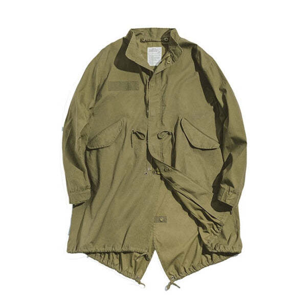 馬登女裝 軍綠色風衣寬鬆派克服魚尾外套秋季高級感長款大衣斗篷