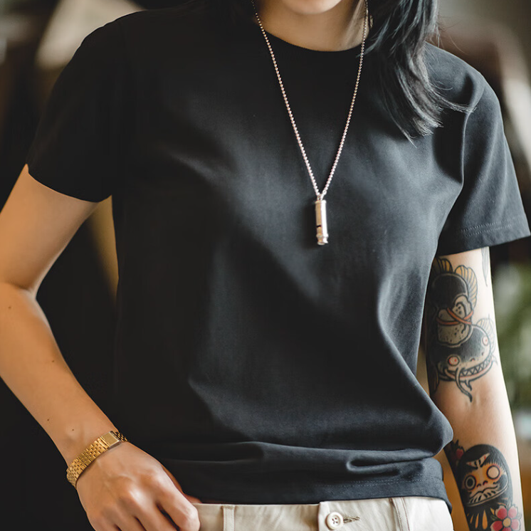 馬登女裝 基礎鹽系短袖打底衫黑白T純棉色半袖顯瘦無感內搭正肩T恤