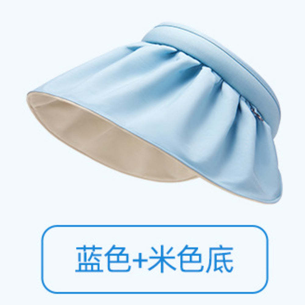 UPF50+貝殼防曬帽女夏季防紫外線太陽帽空頂發箍遮陽帽大帽檐騎行