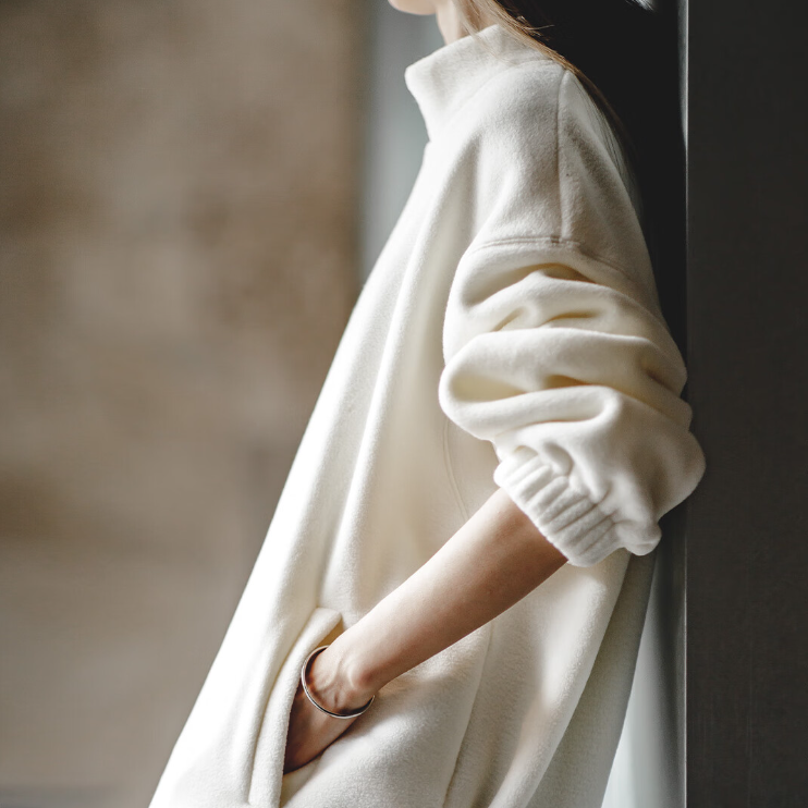 馬登女裝 美式立領搖粒絨衛衣秋冬慵懶風oversize寬鬆長袖上衣