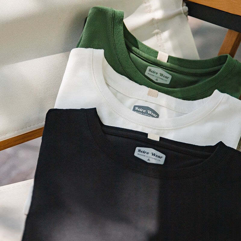 馬登女裝 雙紗純棉T恤女微落肩圓領衛衣春秋學生基礎款打底衫