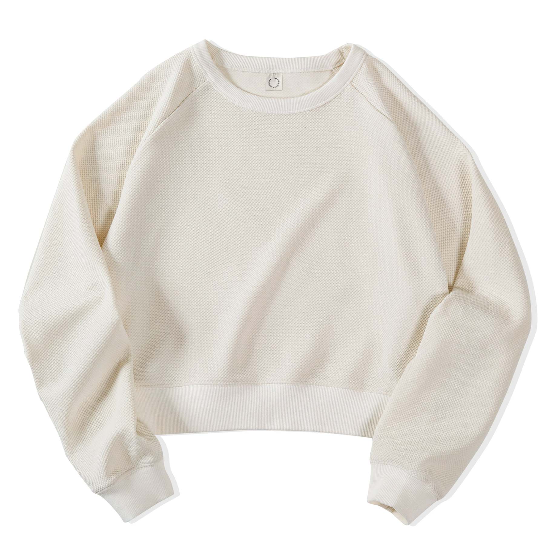 馬登女裝 設計感高腰圓領衛衣小個子內搭打底衫提花長袖T恤上衣