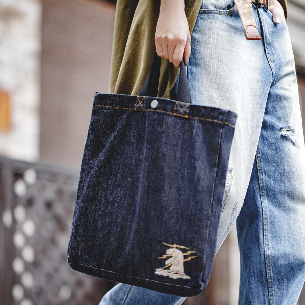 馬登女裝 牛仔斜挎單肩托特包手提大容量小眾設計平板包通勤包